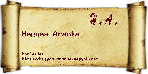 Hegyes Aranka névjegykártya